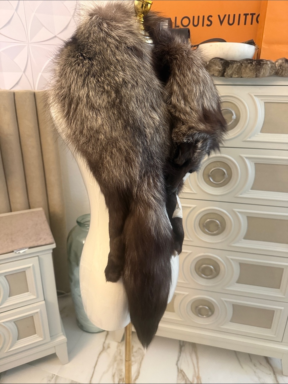 Silver Fox fur stole in mint condition soft pelts